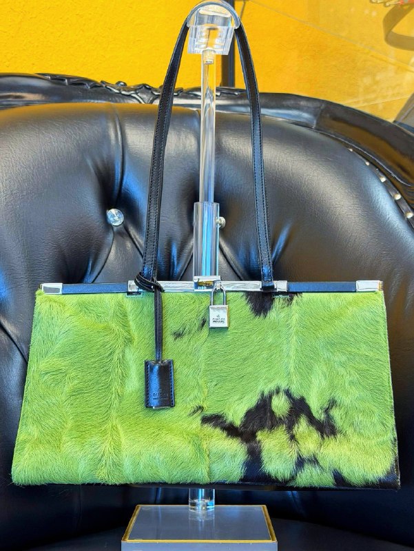Vintage Gucci Tom Ford Green Pony Hair Bag
