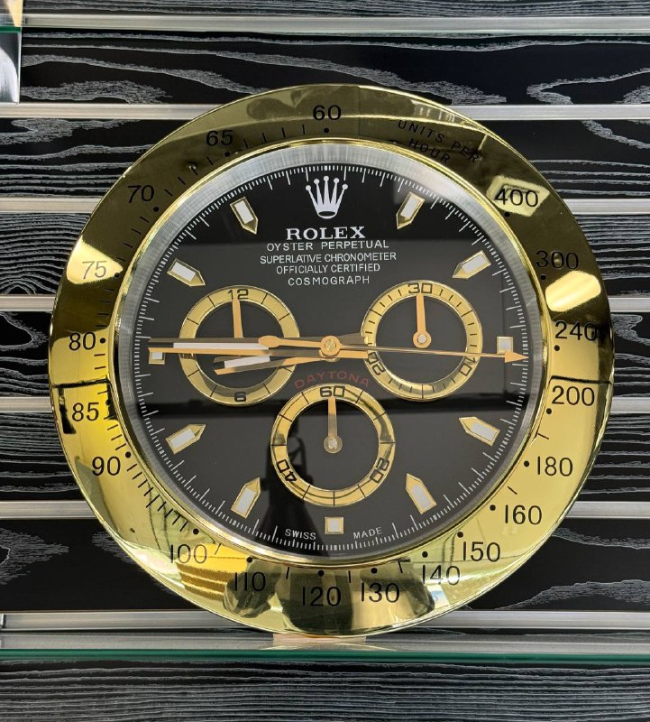 DAYTONA Wall Clock Yellow Gold Black Grey Dial