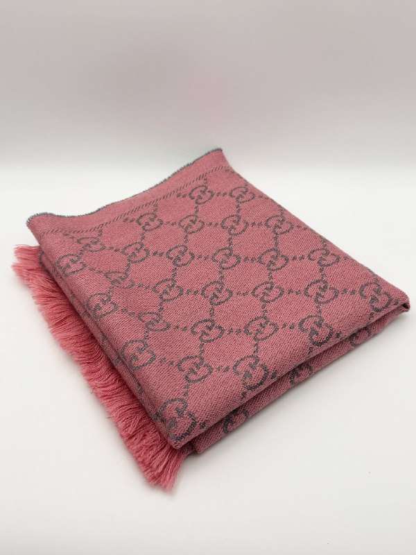 Gucci GG Monogram Wool Scarf Pink