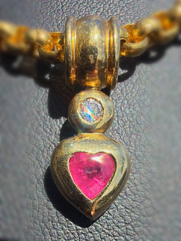 18k Gold Diamond Ruby Heart Charm