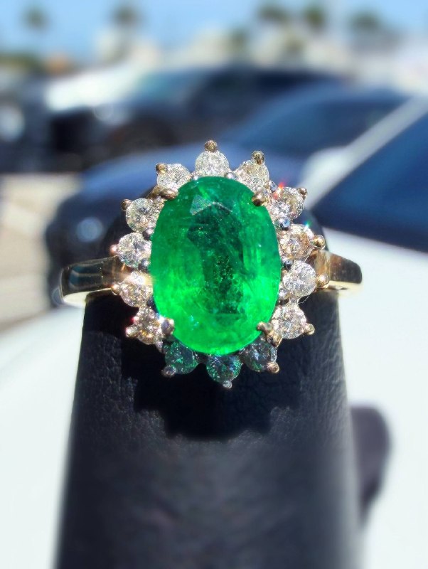 14k Gold Emerald Diamond Pinky Ring