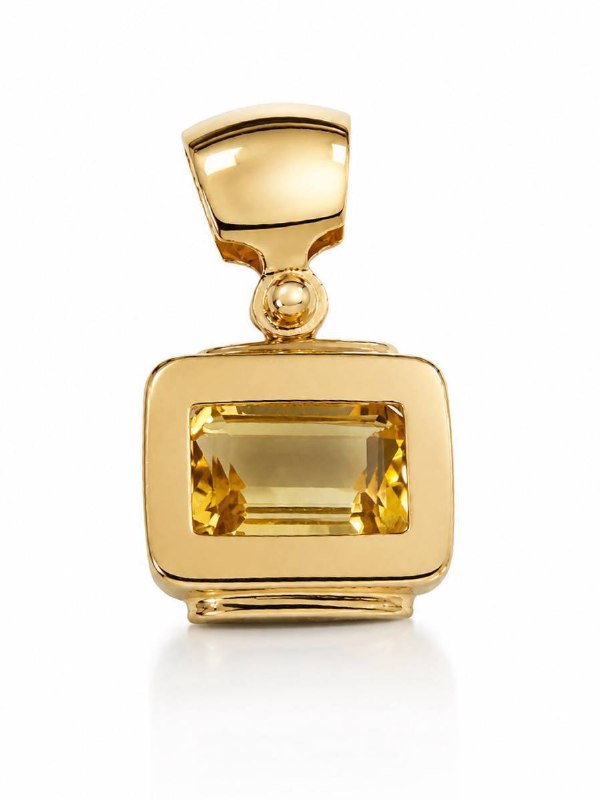 18k Gold Yellow Citrine Charm Pendant