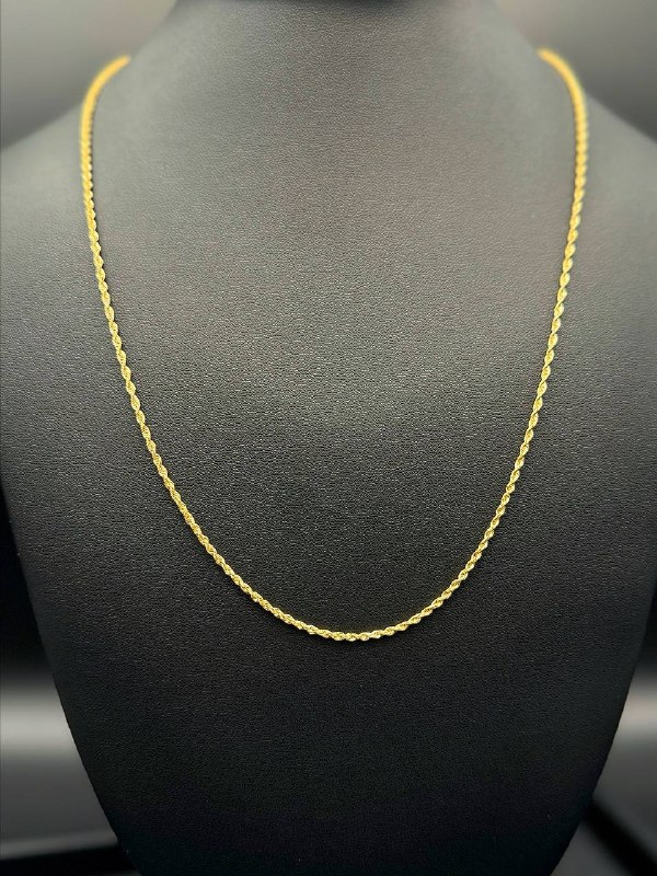 14k Solid Yellow Gold Rope Chain Necklace