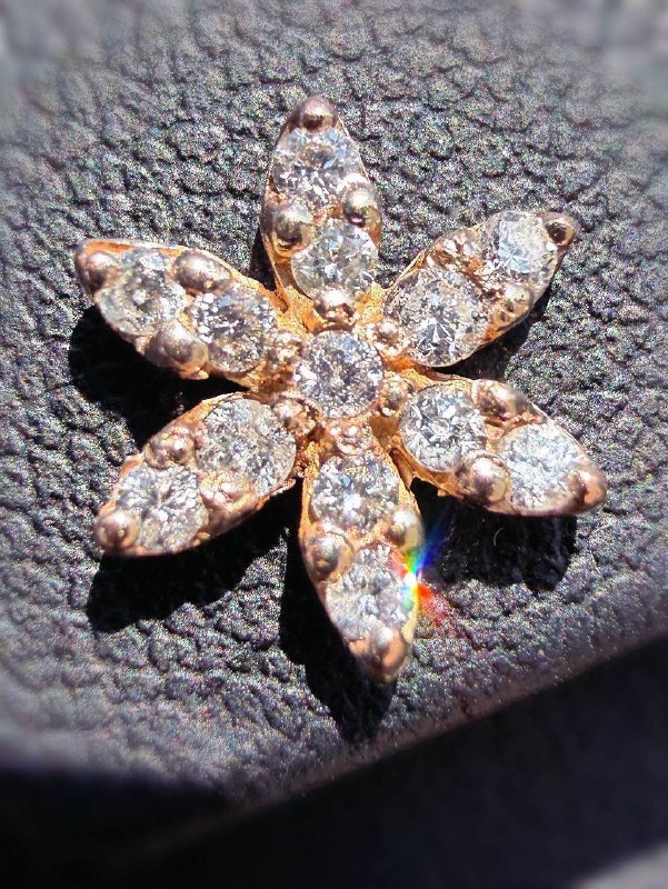 18k Rose Gold Diamond Floral Stud Earring