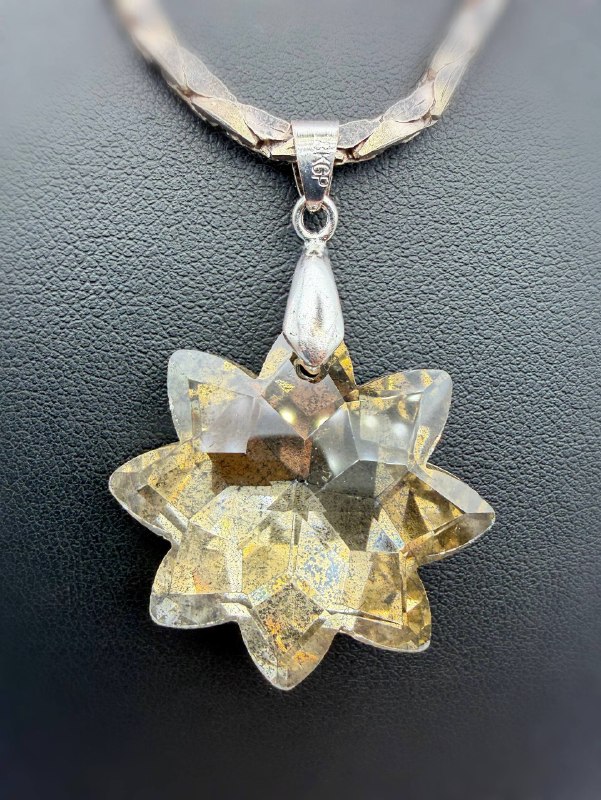 Vintage 925 Sterling Silver Crystal Star Pendant Necklace