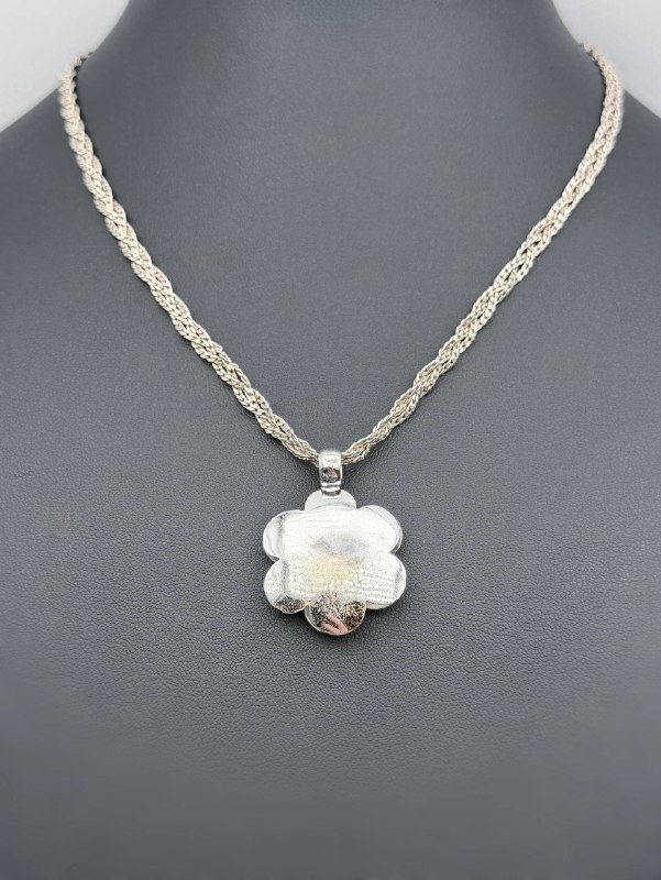 Vintage 925 Sterling Silver Flower Charm Necklace
