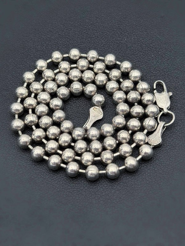 925 Sterling Silver Ball Link Round Bead Chain Necklace