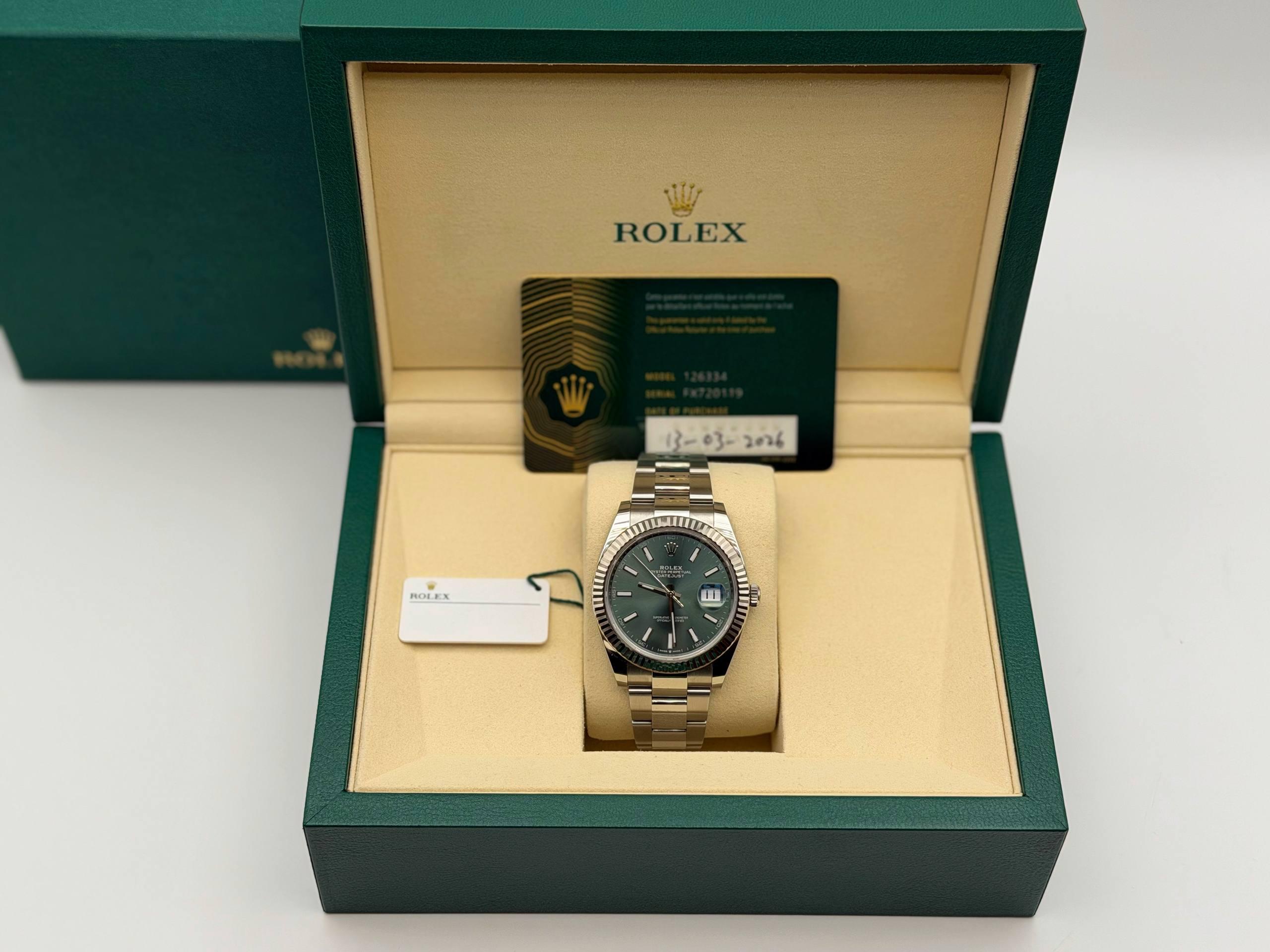 Rolex Datejust 41mm Green Dial 18k White Gold