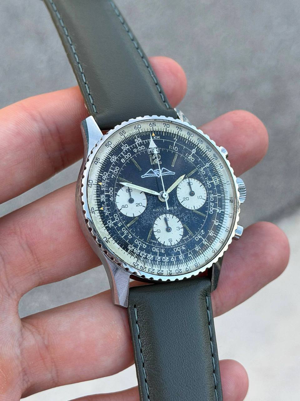 1960s Breitling AOPA Navitimer 41mm Chronograph 806 Black Reverse Panda Dial