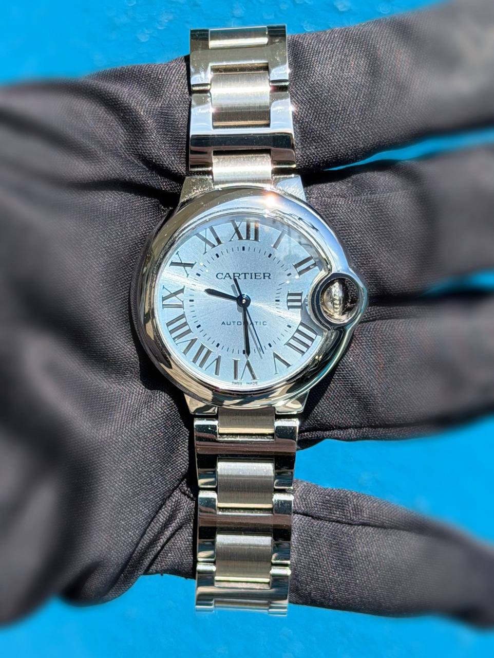 Cartier Ballon Bleu 33mm 4373 WSBB0062 Blue Roman dial Box and Appraisal Papers