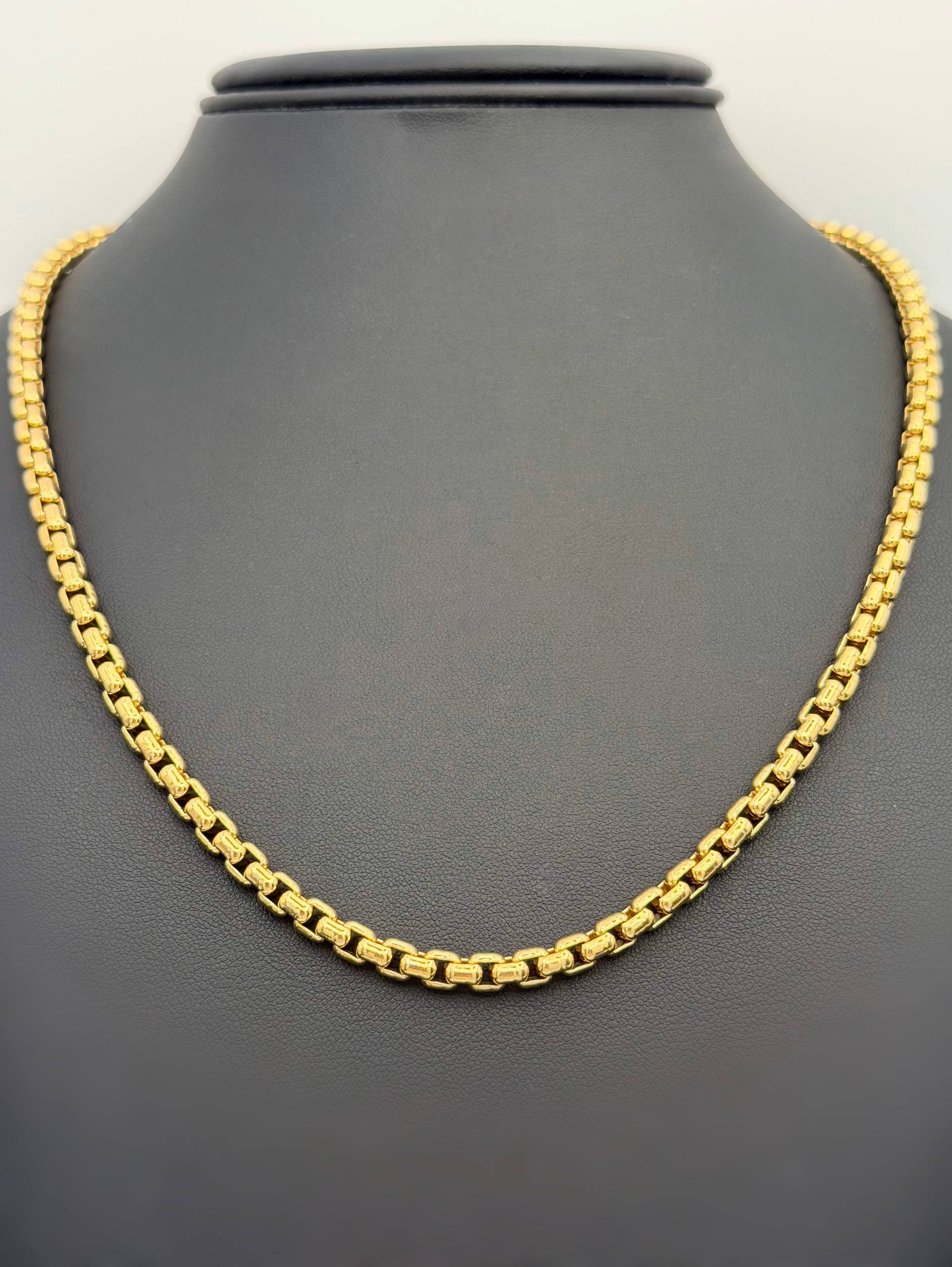 10k Solid Yellow Gold Box Chain Unisex Necklace 20.5” 5mm