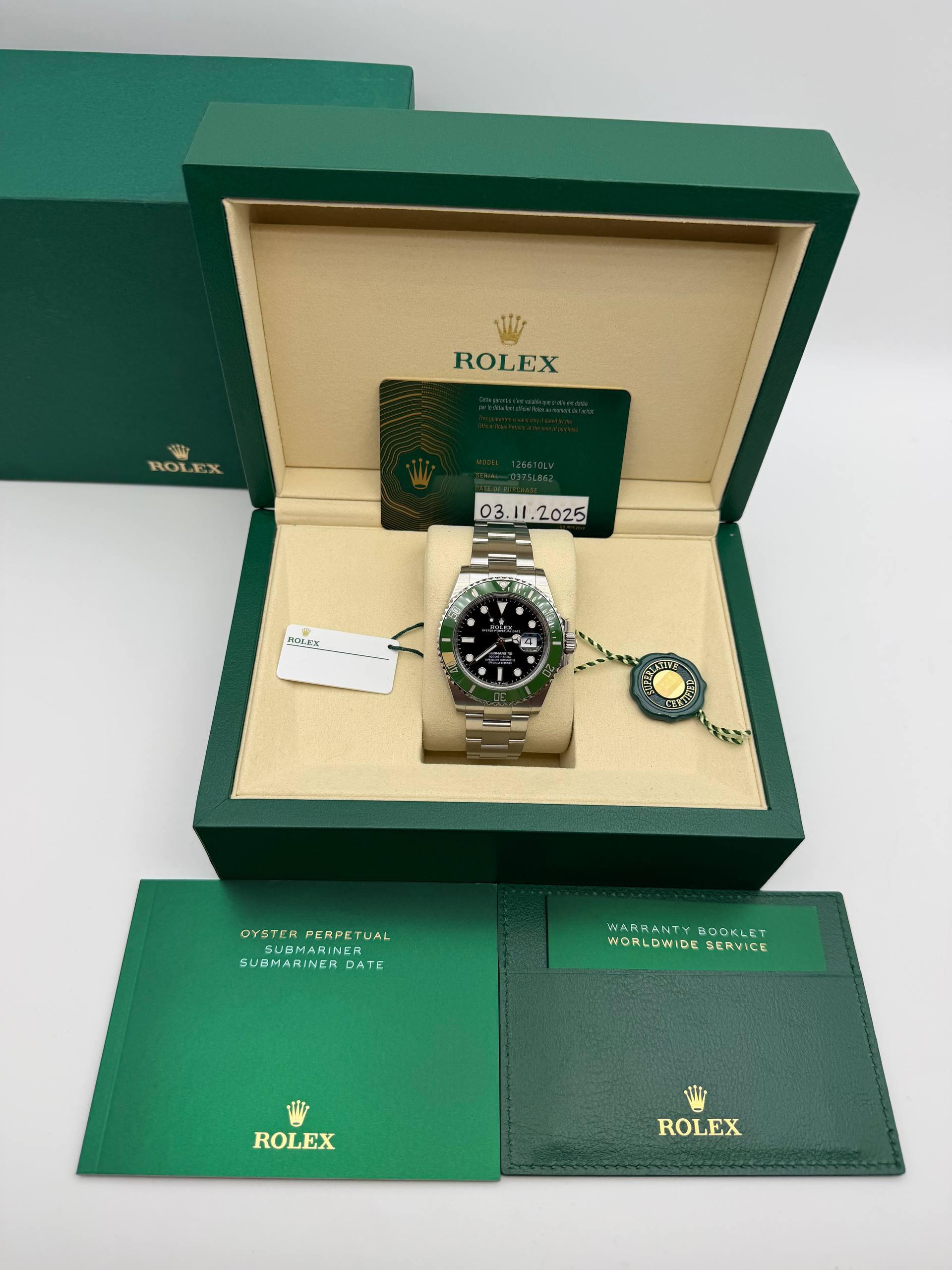 2025 Rolex Submariner Date 41mm Kermit Starbucks 126610LV Black Dial Mk2 Green Ceramic Bezel Full Set