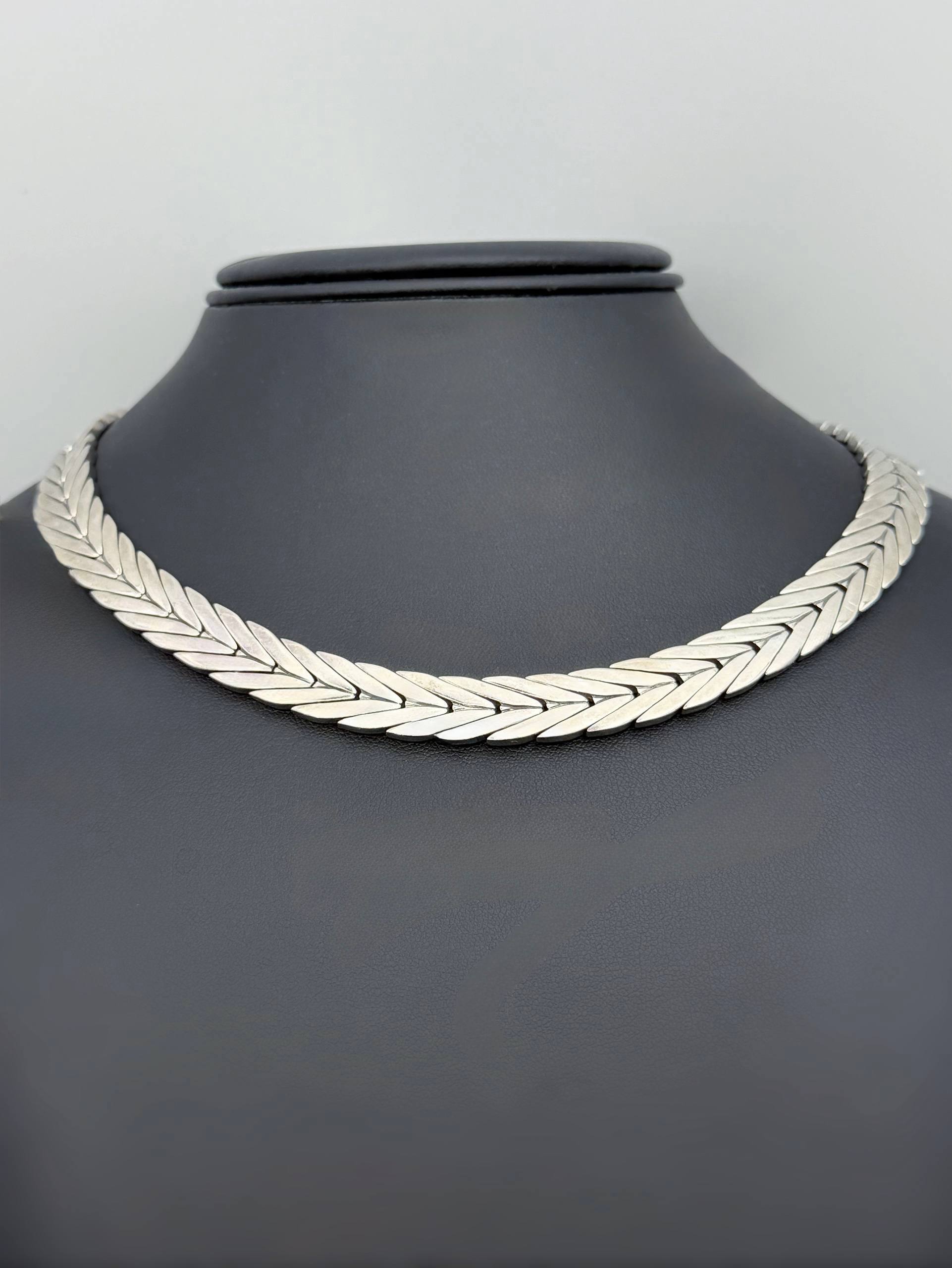 John Hardy 925 Sterling Silver Modern Chain Large Chevron Woven Necklace 18” 11mm