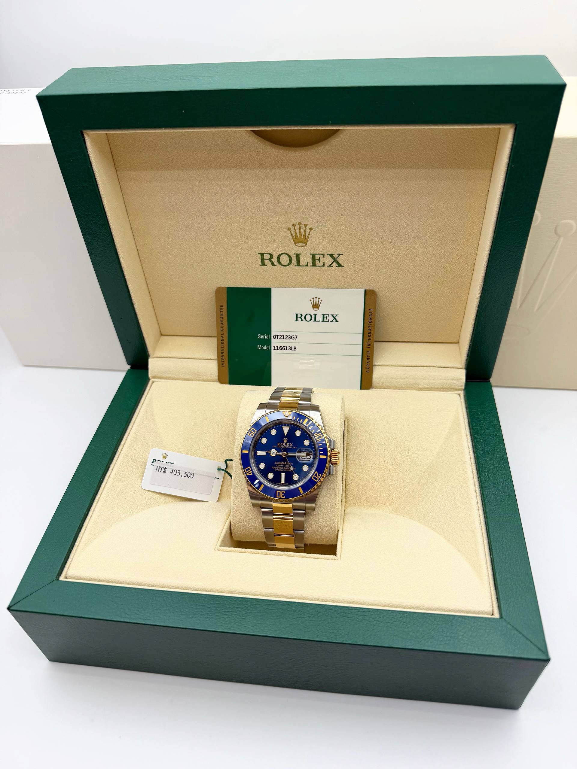 2016 Rolex Submariner 40mm Bluesy 18k yellow gold two tone stainless steel blue ceramic bezel blue dial 116613LB two ton