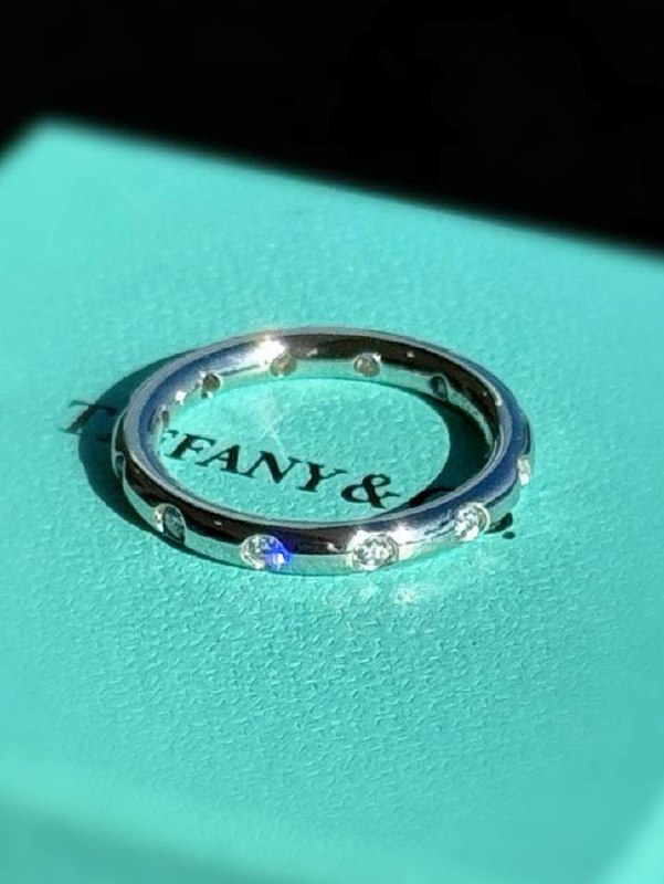 Tiffany & Co Elsa Peretti Platinum Stacking 0.36Ctw Diamond Band Ring 12 Diamonds Size 5.75