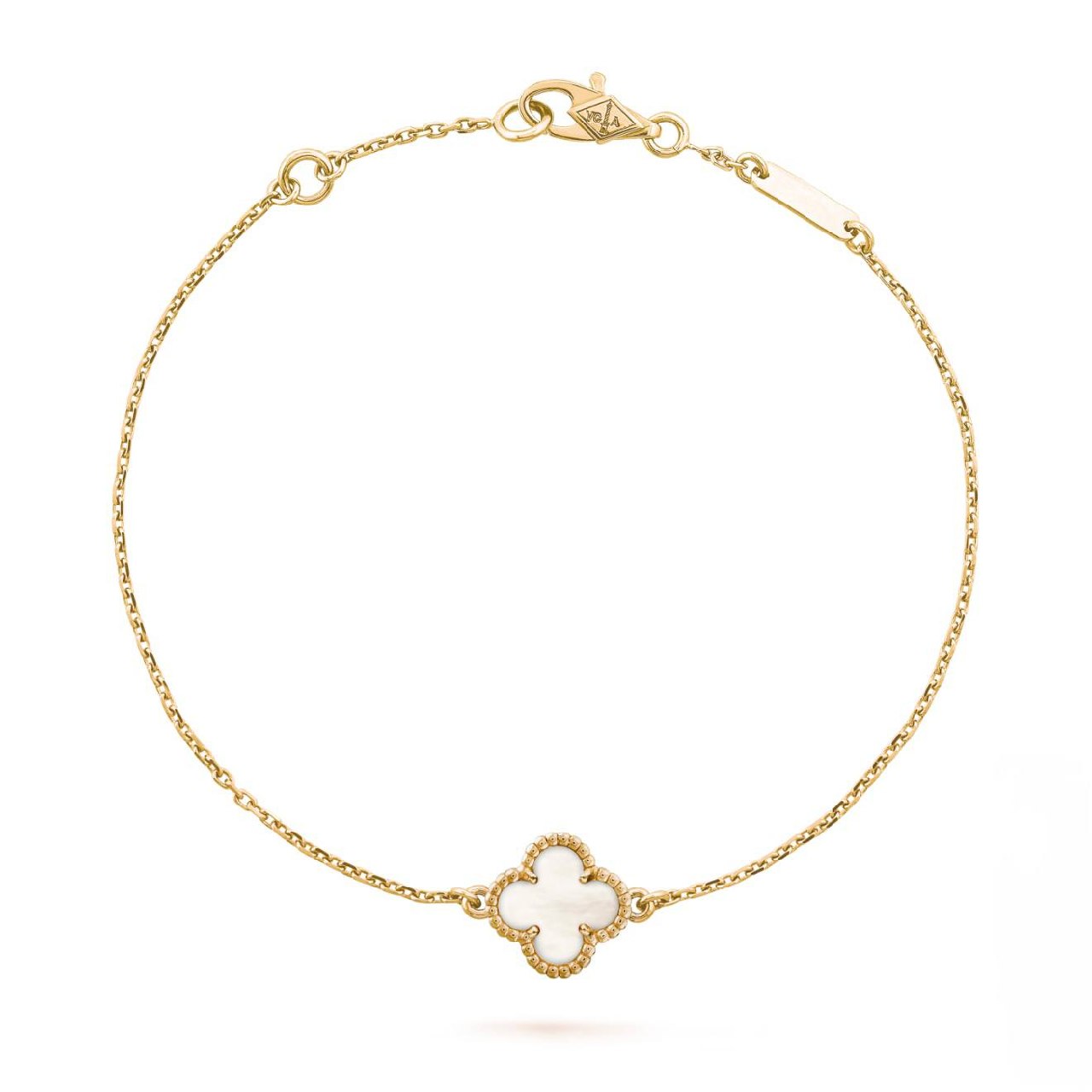 Authentic VCA Van Cleef Sweet Alhambra 18K yellow gold White Mother-of-pearl bracelet VCARF68800