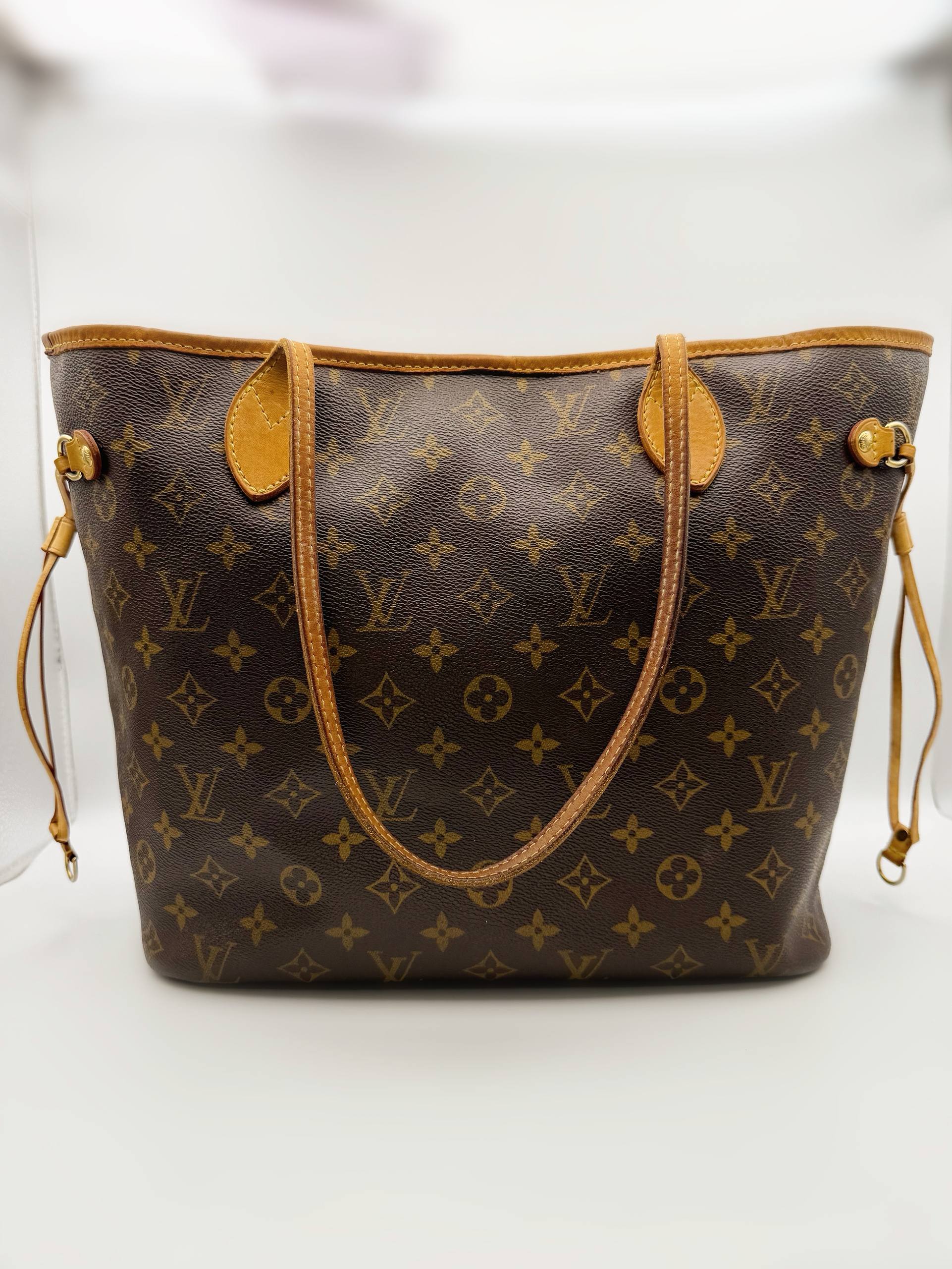 Louis Vuitton Neverfull MM Tote Bag Monogram Brown Canvas Leather Shoulder Handbag