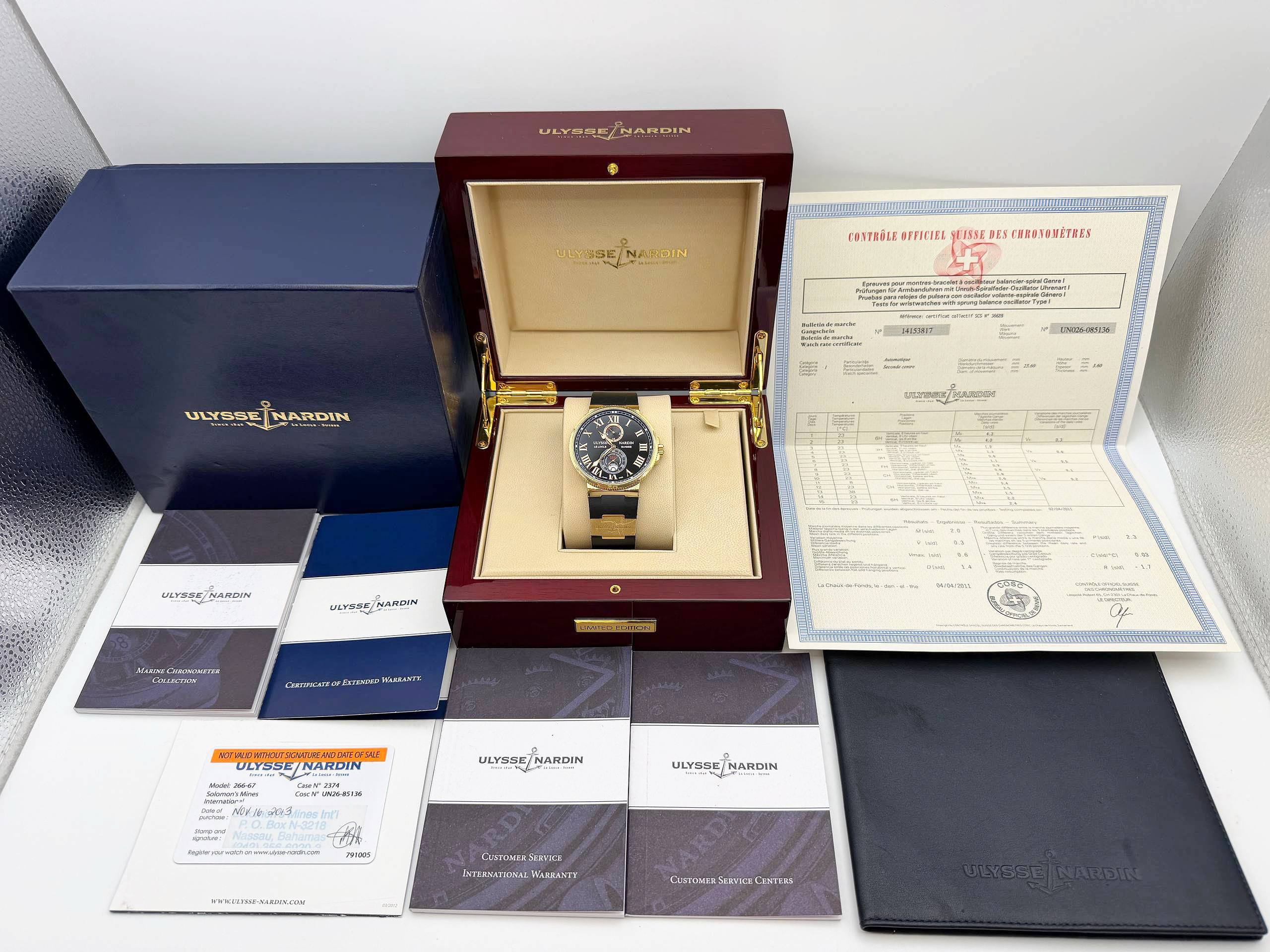 Maxi Marine Chronometer Black Roman Dial 18k Rose Gold Ref: 266-67 Full Set Box Papers Accessories