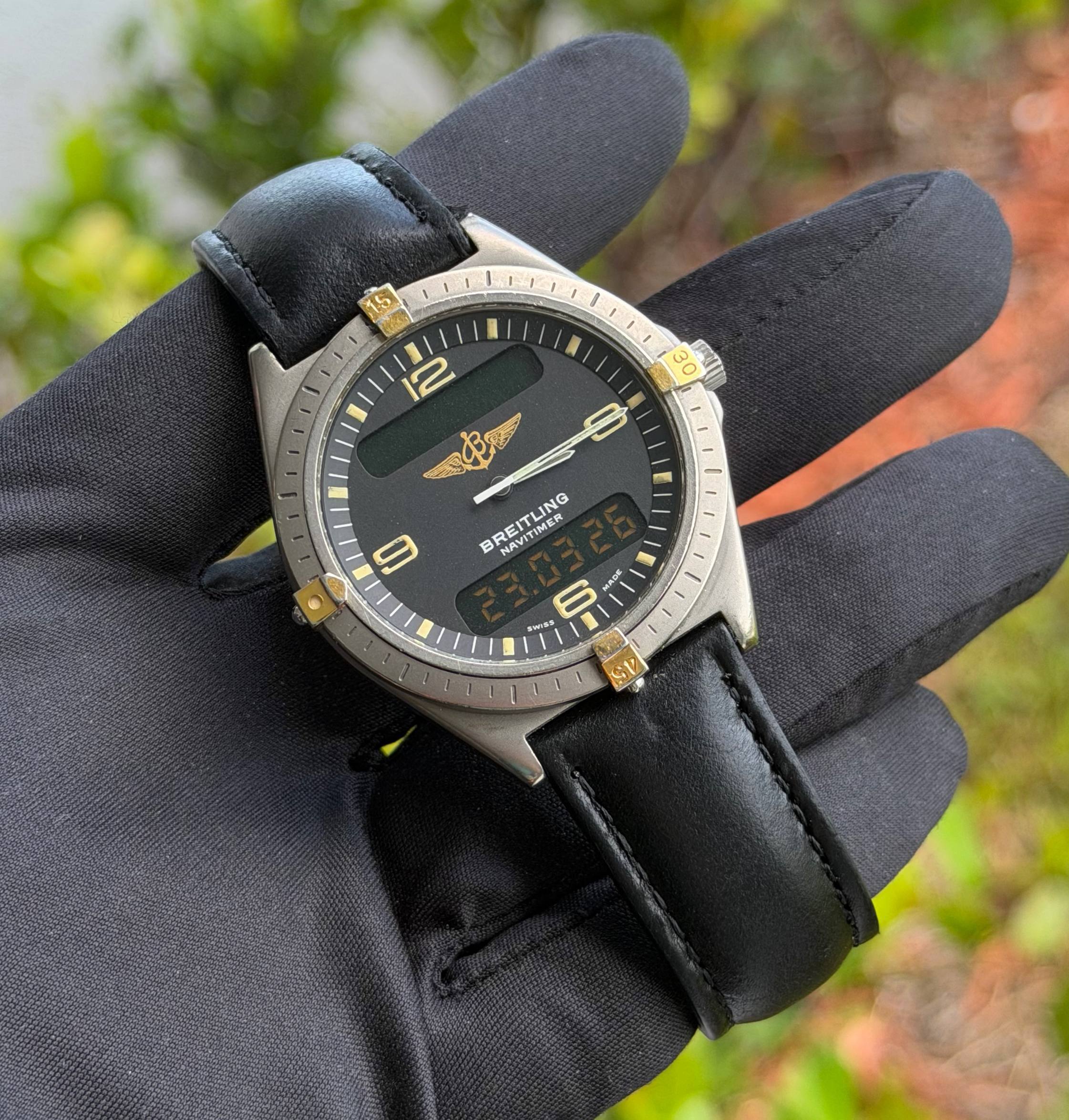Breitling Aerospace Swiss Quartz Titanium 80360 Grey Dial Black Leather two tone bezel Band 40mm watch appraisal