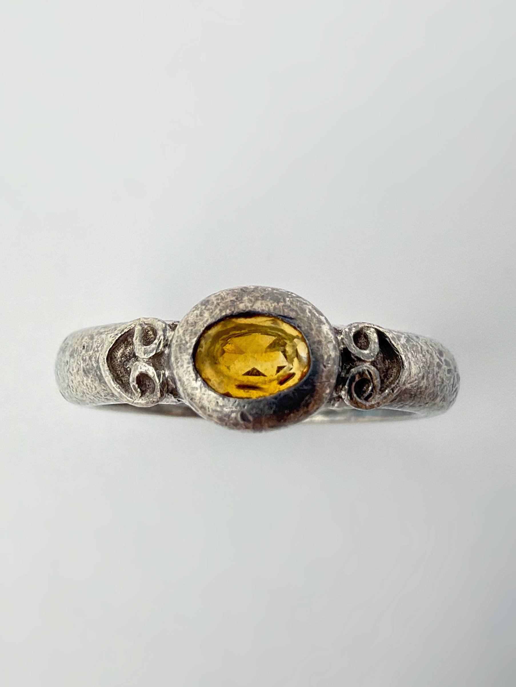 925 Sterling Silver Natural Oval ✅Ct Yellow Citrine Stone Seraphim Ring sz ✅