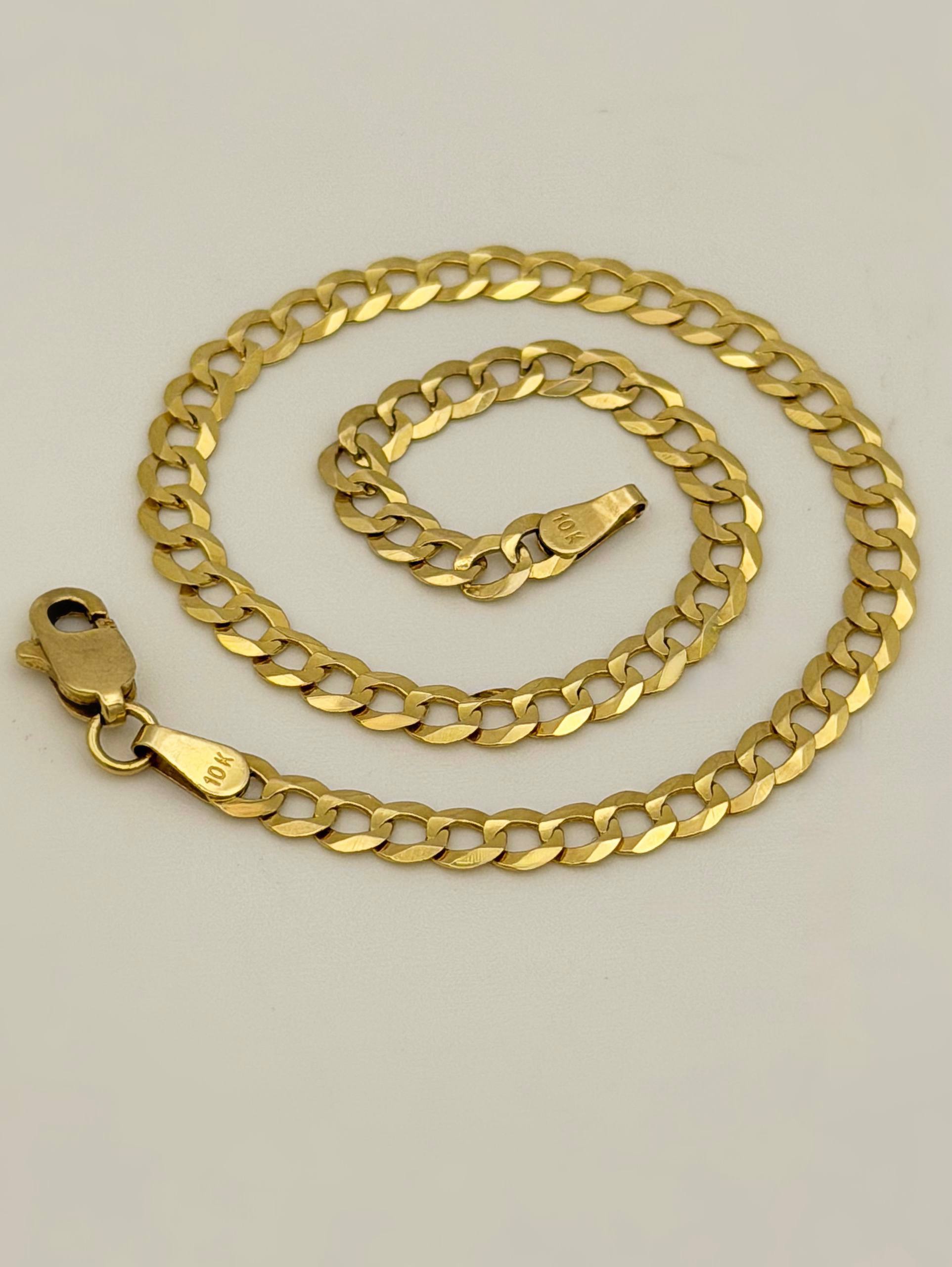 10k Solid Yellow Gold Curb Link Bracelet 8” 3.5mm