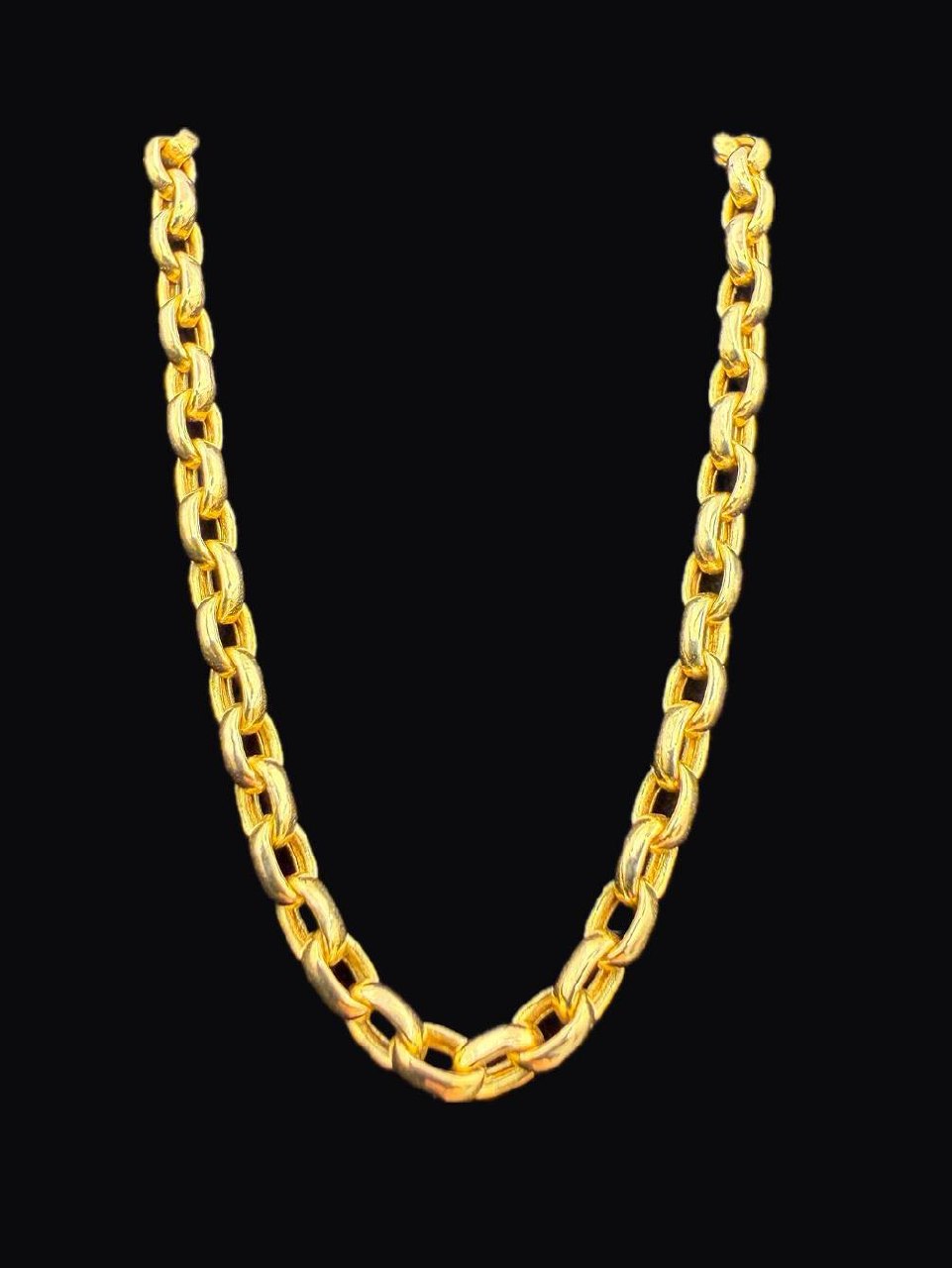 14k Solid Yellow Gold Roller Link Style Chain Unisex Necklace 24.5” 3mm