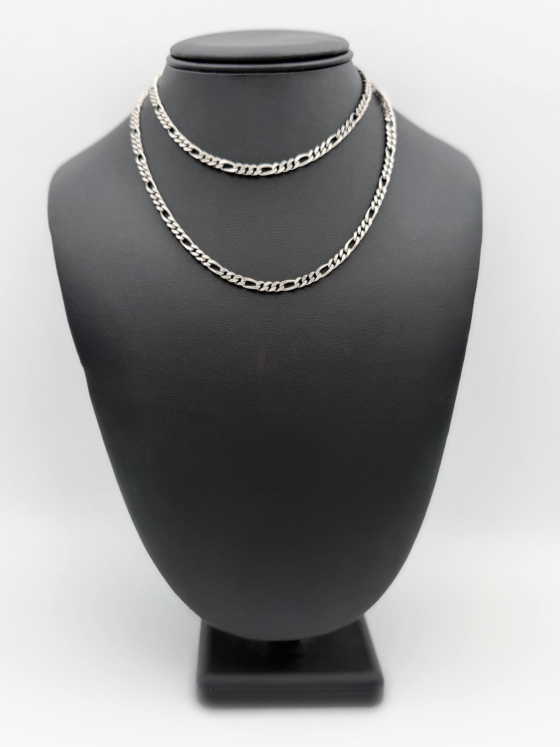 Italy 925 Sterling Silver solid Figaro Chain Necklace 30” 4mm