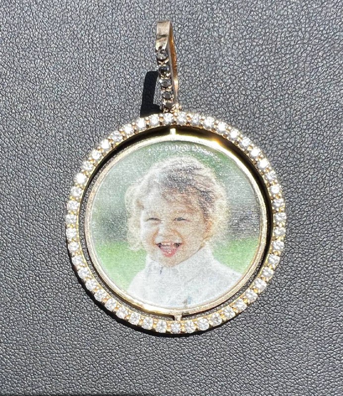 10k solid yellow gold bilateral Memory pendant 3.5CTW Natural diamonds charm