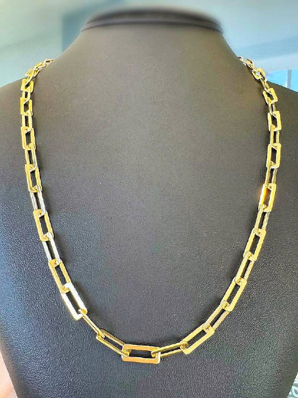 Jewelry 14k solid yellow gold Fancy Paperclip style 24” chain Necklace 21.4 grams 5mm