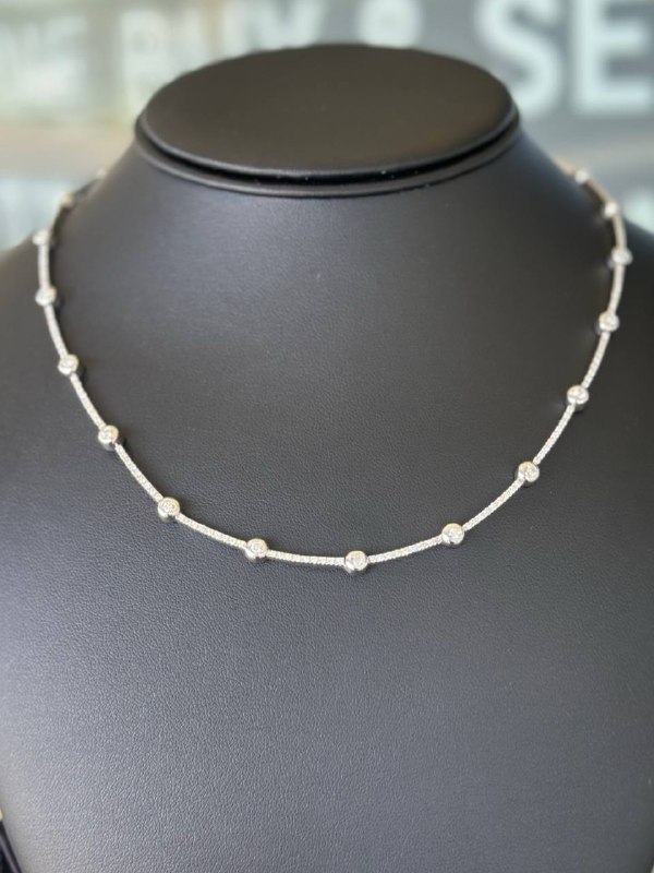 Jewelry 18k White Gold 5CTW Natural Diamond 17” Necklace