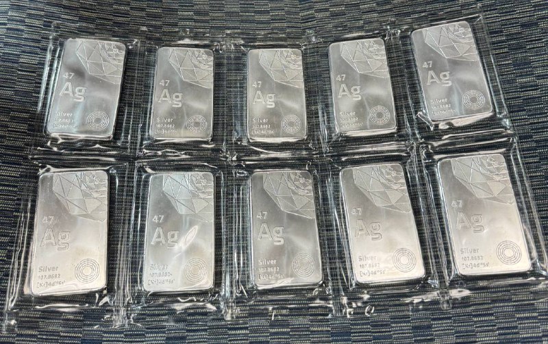 LOT OF 10 - Sealed Elemental 47 Ag Silver 107.8682 10 Tr. OZ .999+ Fine Silver Bar - RARE