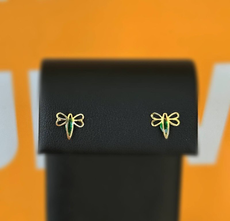 Jewelry 10k solid yellow gold malachite dragonfly 0.15CTW butterfly stud earring’s