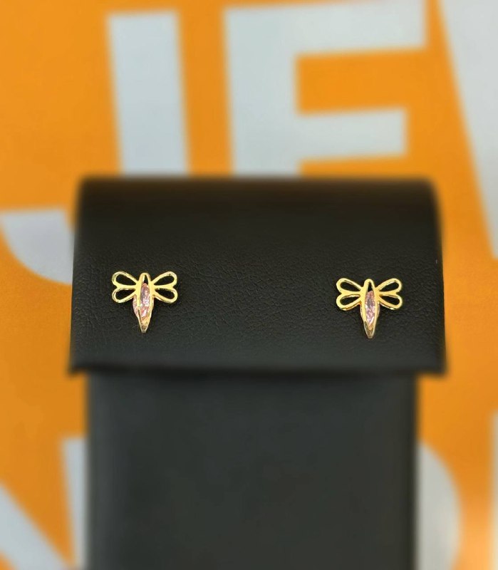 Jewelry 10k solid yellow gold rose quart 0.15CTW dragonfly butterfly stud earring’s