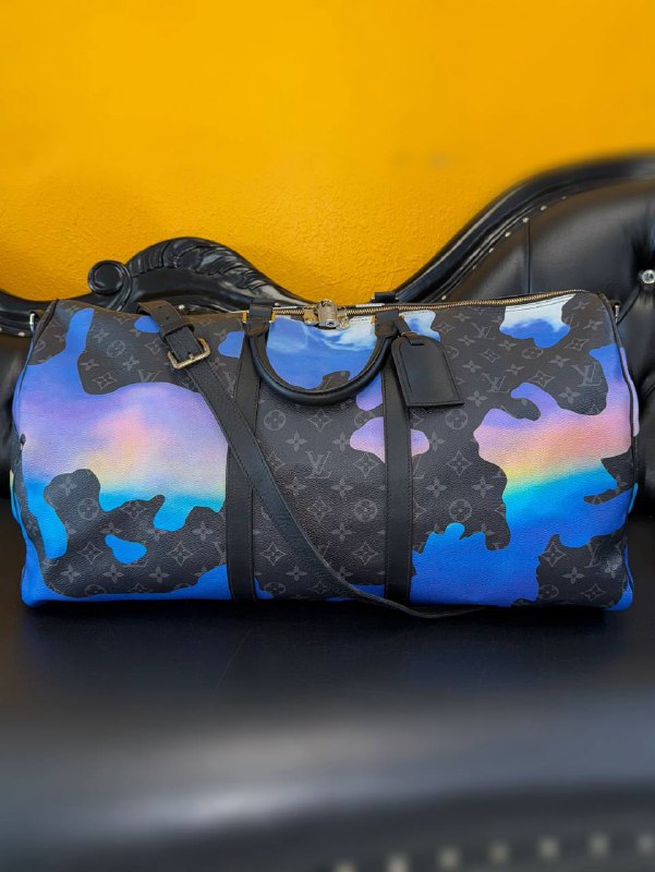Louis Vuitton Monogram Eclipse Keepall Sunrise Bandouliere 55 Bag From The Summer Collection
