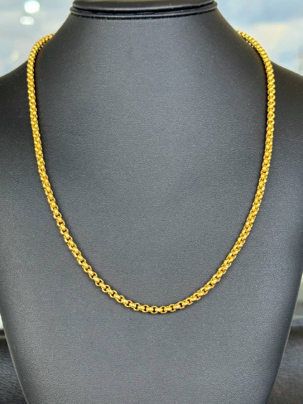 22k yellow gold rolo chain with 24k gold lock 22.5” 4.5mm 32.2g