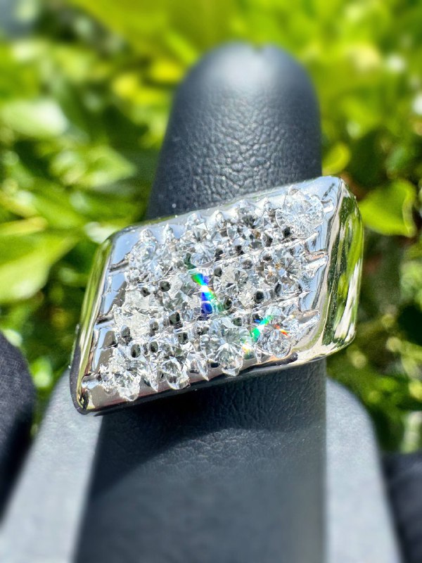 14k solid white gold 1.2CTW natural diamond abstract shape fashion ring sz7