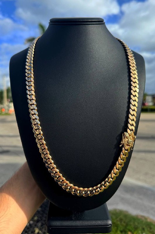 Jewelry 14k yellow gold Cuban necklace chain 26" bracelet 10.30 mm wide