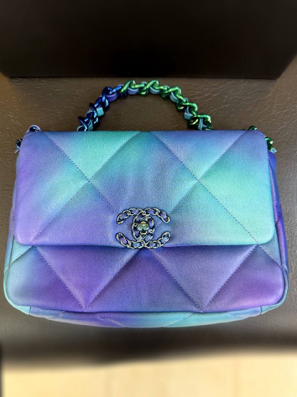 Brand New Chanel 2021 Medium Blue Tie Dye 19 Flap Bag Limited Edition