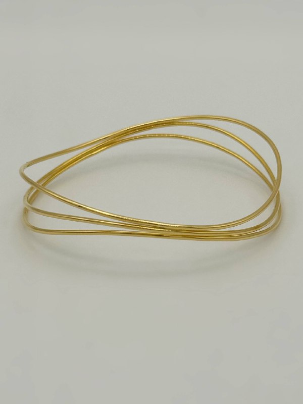 Tiffany & Co. Elsa Peretti 18k Yellow Gold 3 Rows Wave Wire Bangle Bracelet