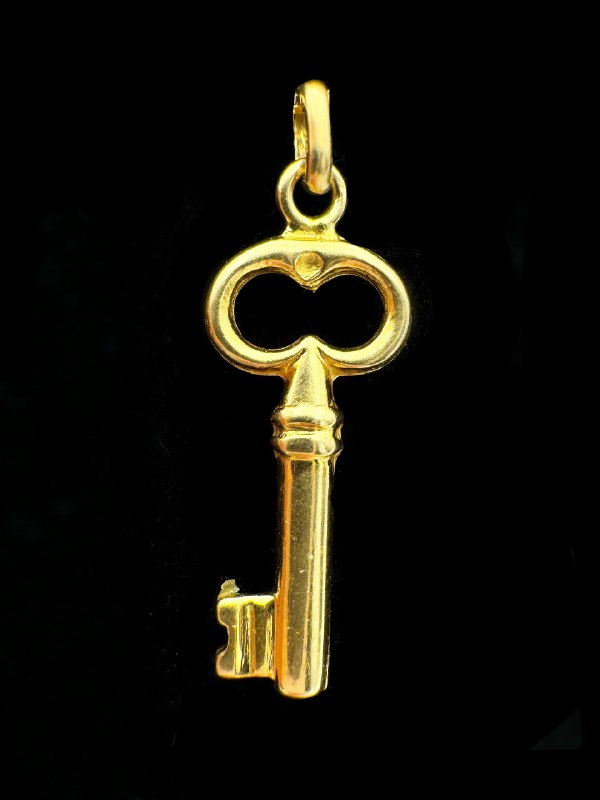 14k solid yellow gold key pendant charm