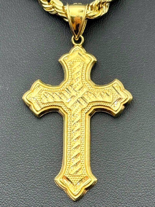 10k solid yellow gold Big Cross Pendant Charm