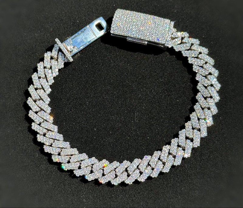 Jewelry 10k solid white gold new style Cuban link 10ct diamond bracelet iced out prong set Bussdown 8.00” 10.50mm 62.90g