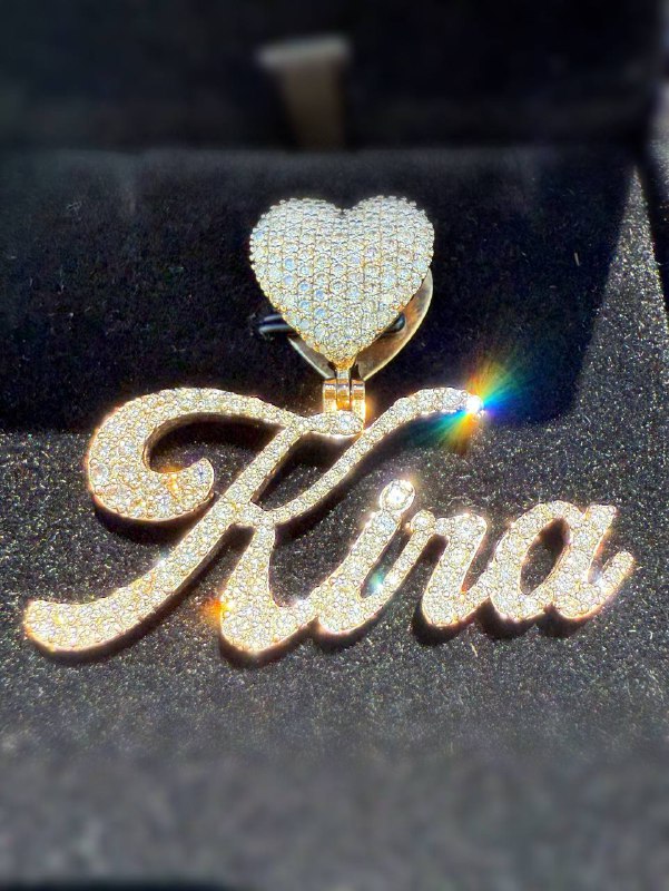 10k solid yellow gold 3CTW Natural Diamond “ Kira ” name Heart Pendant charm