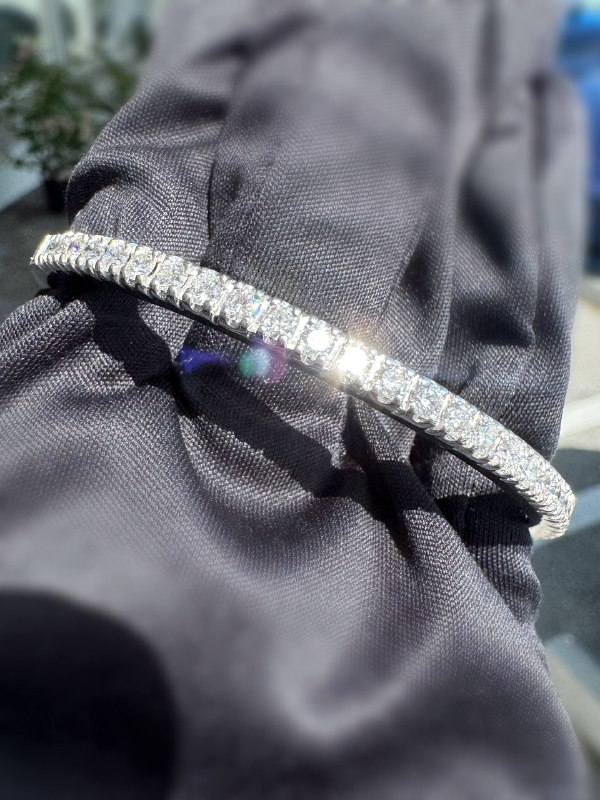 14K White Gold 2.1CTW Natural Diamond Tennis Bangle Bracelet 6.5” 3.5mm