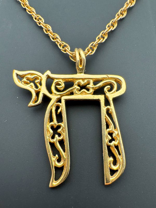 14k solid rose gold Chai pendant charm & 24” Rope chain 2mm necklace
