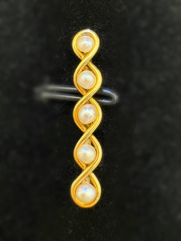 Vintage 13k solid yellow gold 0.6CTW Natural Pearl wave infinity brooch