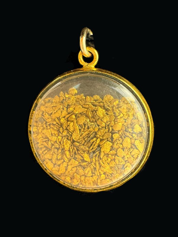10k yellow gold frame 20k gold nugget vintage glass pendant locket charm