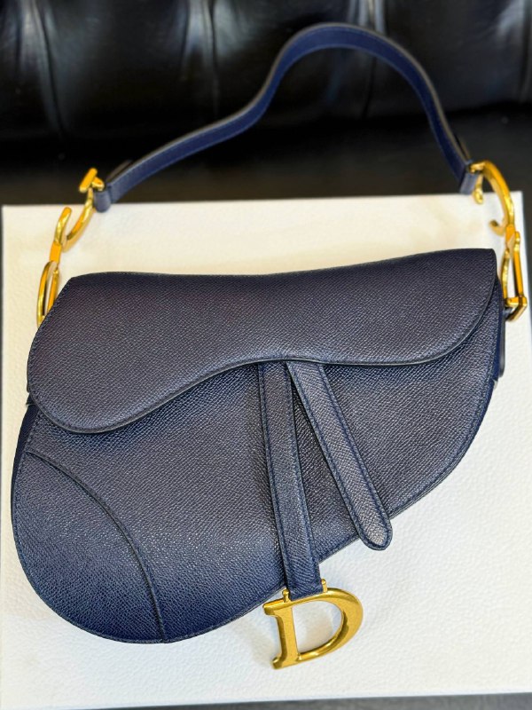 Christian Dior Saddle Bag Deep Ocean Blue Grained Calfskin