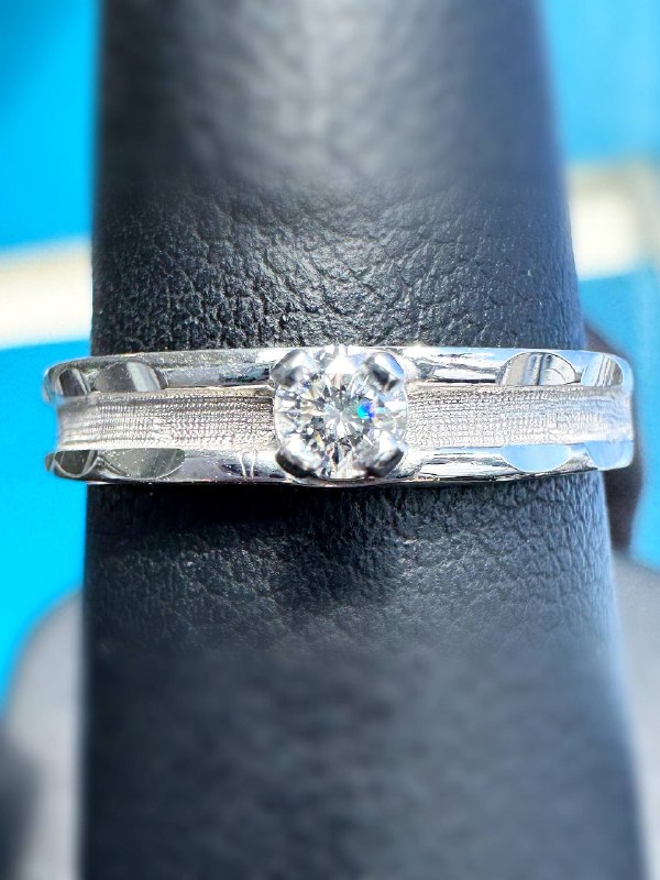 10k white gold 0.15CT Natural Diamond wedding band ring sz6.5