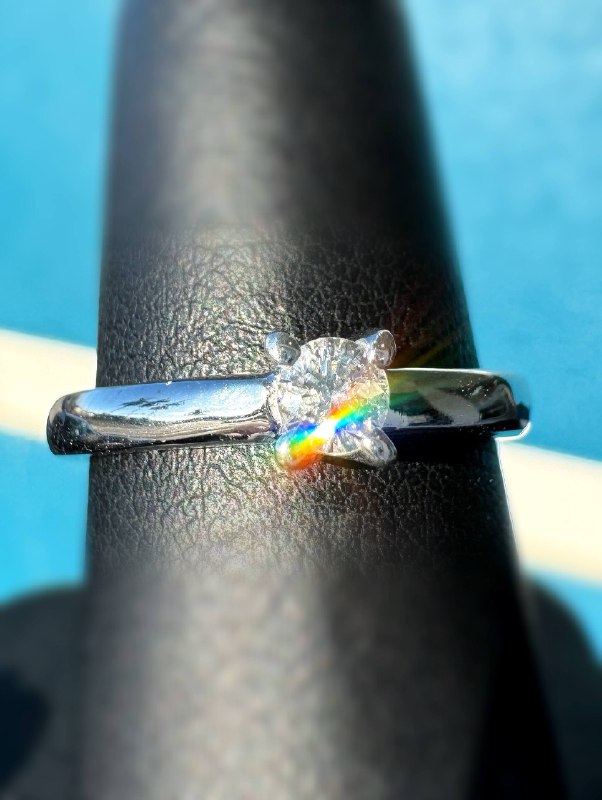 18k white gold 0.2CT Natural Diamond iconic engagement ring sz 6.75